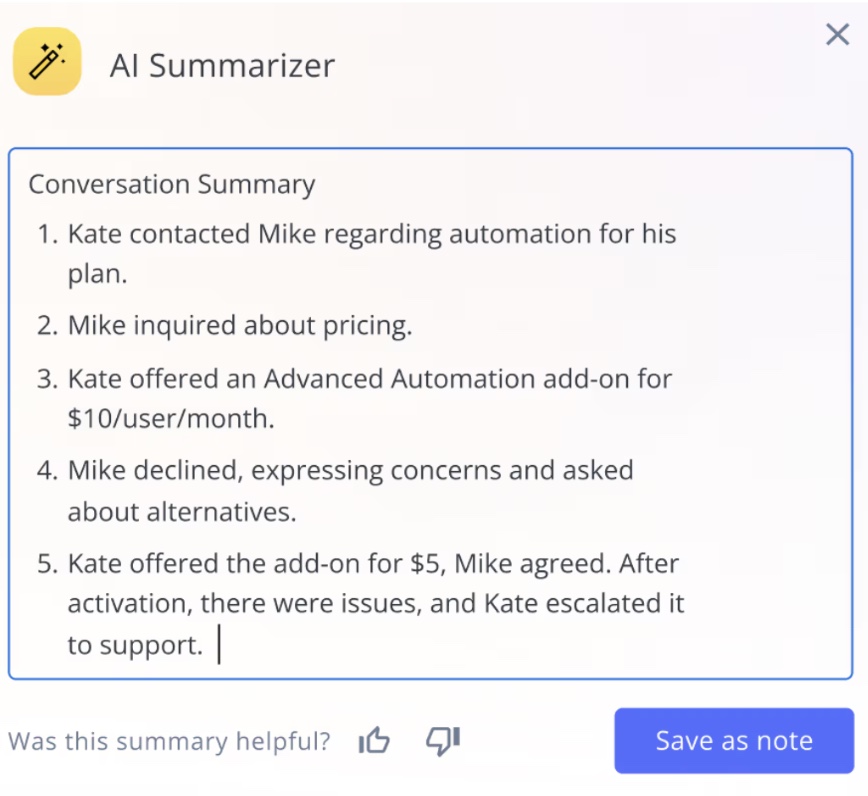 AI summarizer in Hiver
